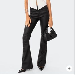 edikted faux leather luna flare pants